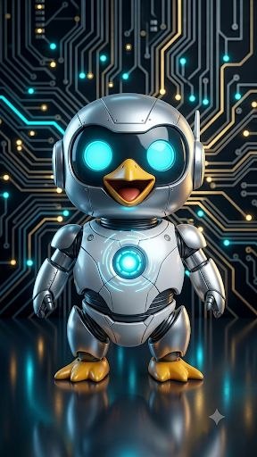 YANSOL, el robot mascota de TokAfiliado IAPro con ojos cyan brillantes